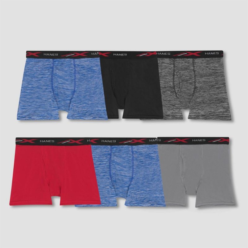 Photo 1 of Hanes Boys' X-Temp Lightweight Boxer Briefs 6-Pack Assorted M, OPEN BOX