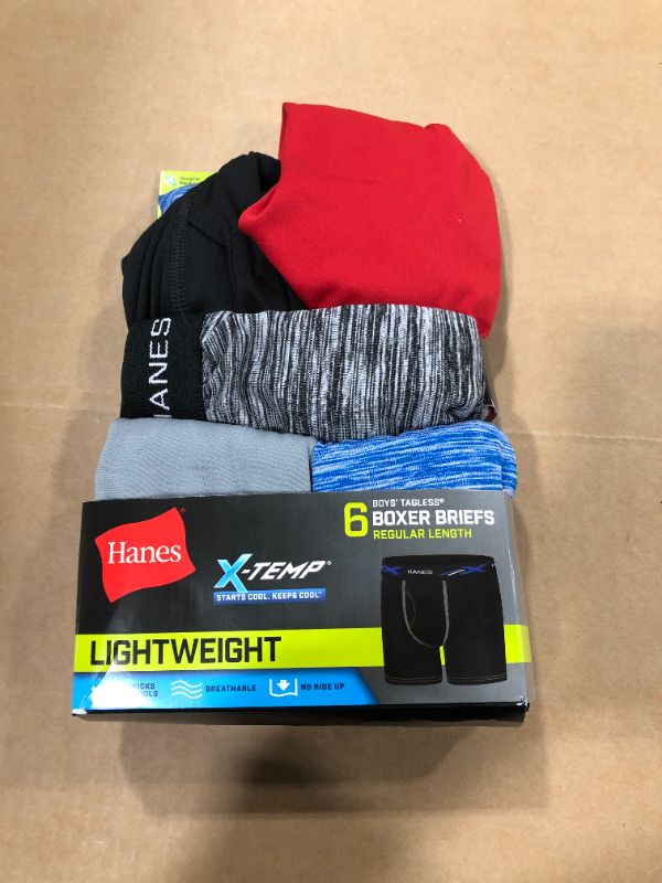 Photo 2 of Hanes Boys' X-Temp Lightweight Boxer Briefs 6-Pack Assorted M, OPEN BOX