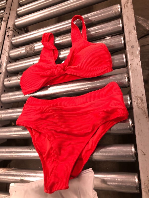 Photo 2 of Ribbed Red Bowknot Bikini L