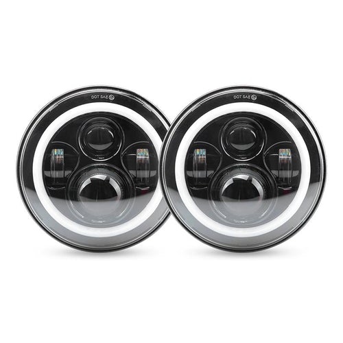 Photo 1 of 7 Inch 80W Jeep Halo Headlights With DRL For 1997-Later Jeep Wrangler
