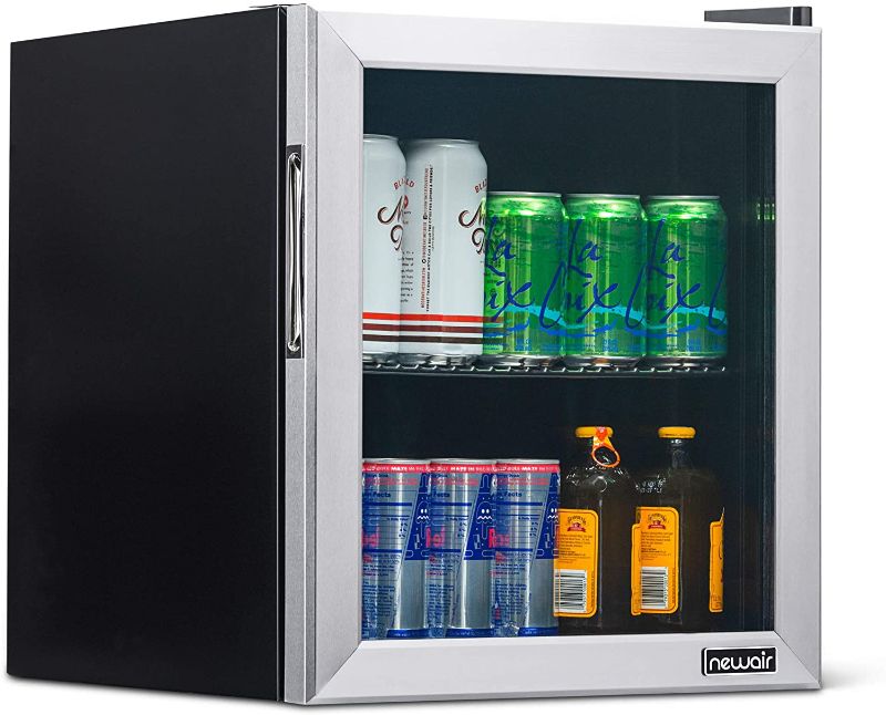 Photo 1 of NewAir Mini Fridge Beverage Refrigerator and Cooler, Free Standing Glass Door Refrigerator Holds Up To 60 Cans
