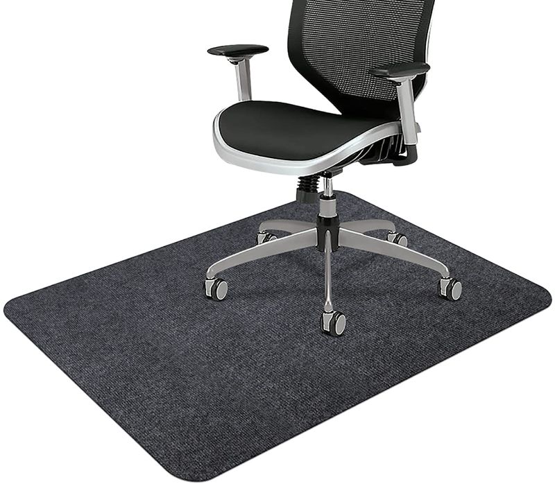 Photo 1 of SALLOUS Chair Mat for Hard Floors, 55" x 35" Rectangular Protector Chair Mats for Hardwood Floors, Low Pile Desk Rug for Home Office, Rolled Packaging, Dark Gray
