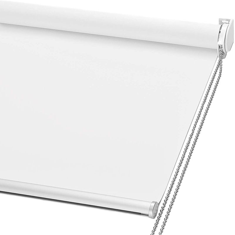 Photo 1 of ChrisDowa 100% Blackout Roller Shade, Window Blind with Thermal Insulated, UV Protection Fabric. Total Blackout Roller Blind for Office and Home. Easy to Install. White,35" W x 72" H
