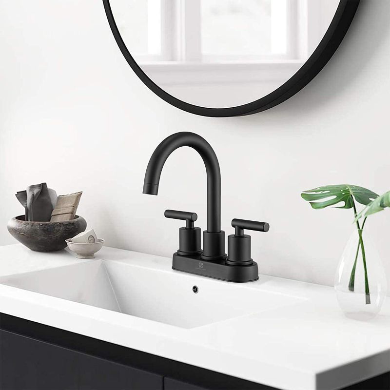 Photo 1 of HOMELODY Matte Black 2 Handles Bathroom Faucet with Pop-up Drain Assembly
