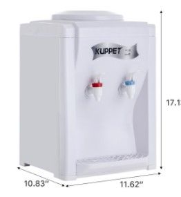 Photo 1 of KUPPET Countertop Water Cooler Dispenser-3-5 Gallon Hot & Cold Water, ideal For Home Office Use, (17", White)
