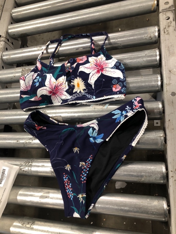 Photo 2 of Navy Floral Cutout Bikini S