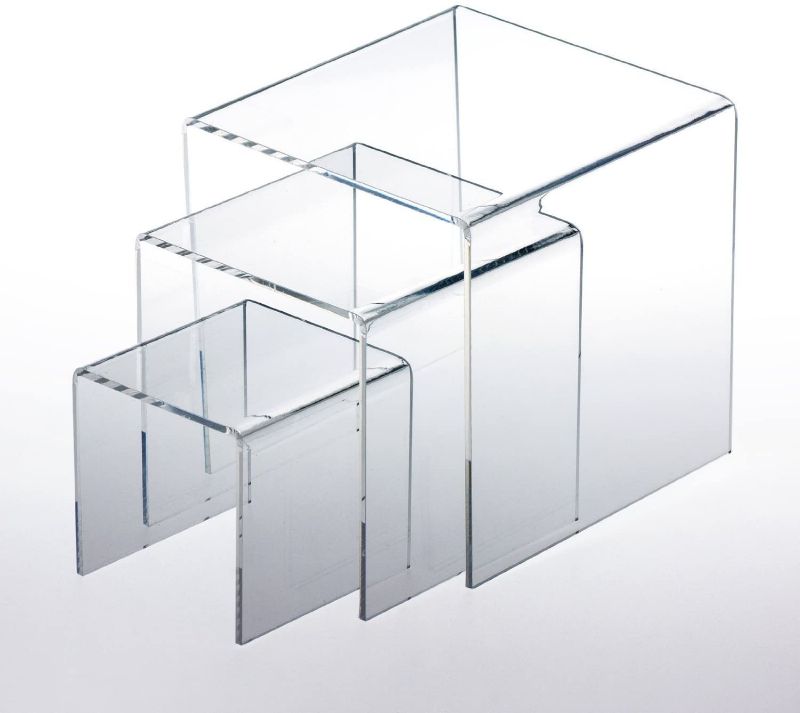 Photo 1 of Adorox 1 Set of 5'', 6'', 7" Clear Acrylic Risers Display for Amiibo Funko POP Figures Jewelry Display Store Fixture Table Decorations
