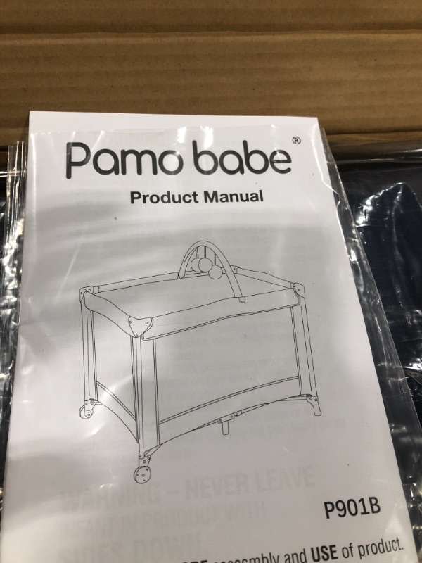 Photo 1 of Pamo Babe Comfortable Playard,Sturdy Play Yard with Mattress ( Navy Blue )
