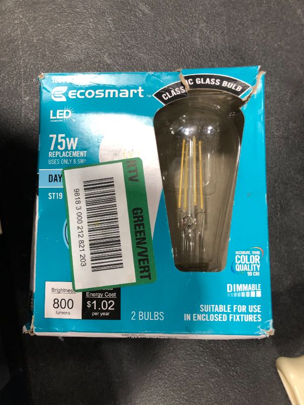 Photo 2 of 75-W ST19 Antique Edison Dimmable LED Light Bulb Daylight (4 Light Bulbs)
