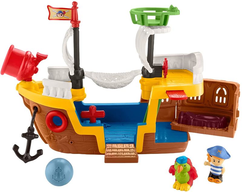 Photo 1 of Fisher-Price Little People Pirate Ship playset with Music, Sounds and Action for Toddlers and Preschool Kids Ages 1-5 Years & Little People Travel Together Friend Ship