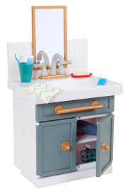 Photo 1 of Little Tikes First Bathroom Sink with Real Working Faucet Pretend Play for Kids, 12 Bathroom Accessories, Interactive Unique Toy Multi-Color, Ages 2+ Grey
