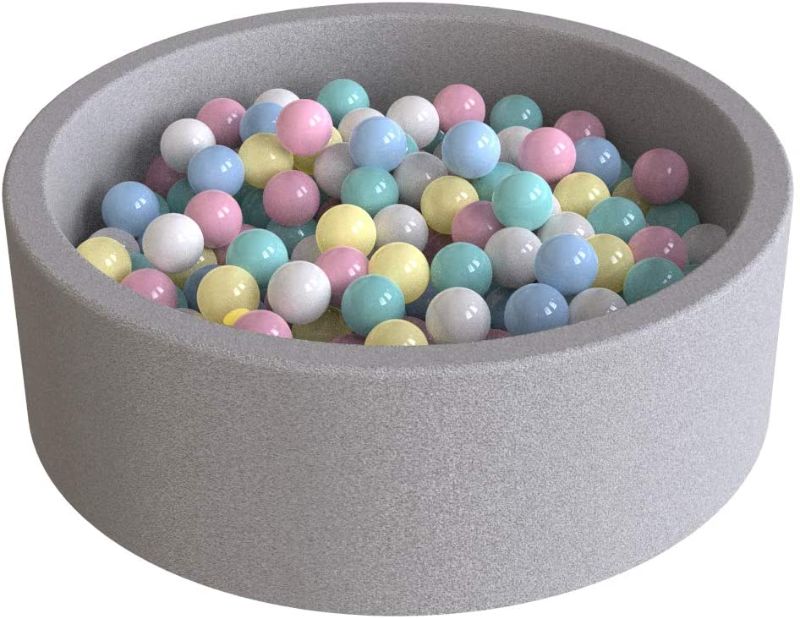 Photo 1 of Wonder Space Deluxe Kids Round Ball Pit, Premium Handmade Kiddie Balls Pool, Soft Indoor Outdoor Nursery Baby Playpen, Ideal Gift Play Toy for Children Toddler Infant Boys and Girls (Light Grey)

