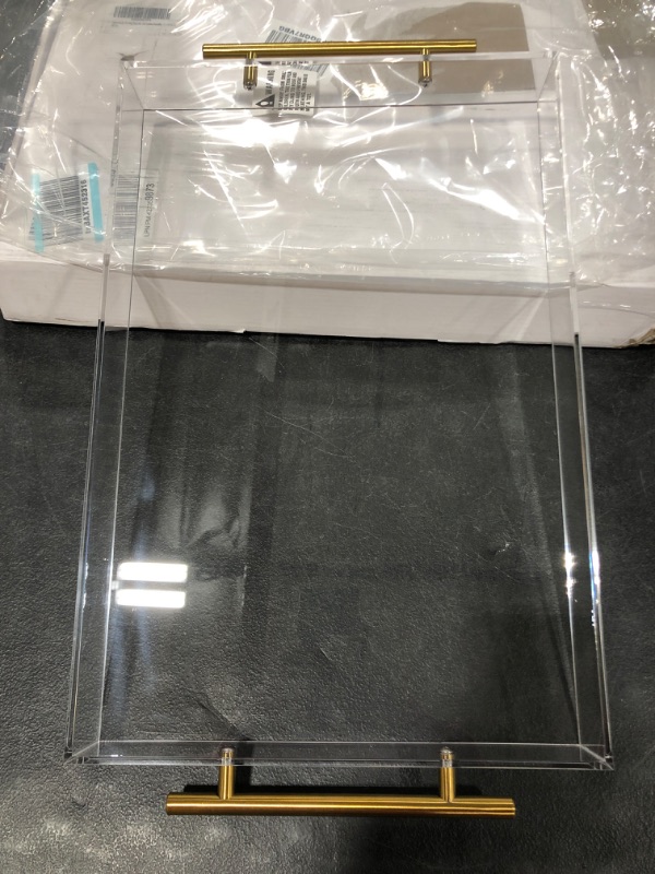 Photo 2 of Clear Plastic Serving Tray, Rectangular. 