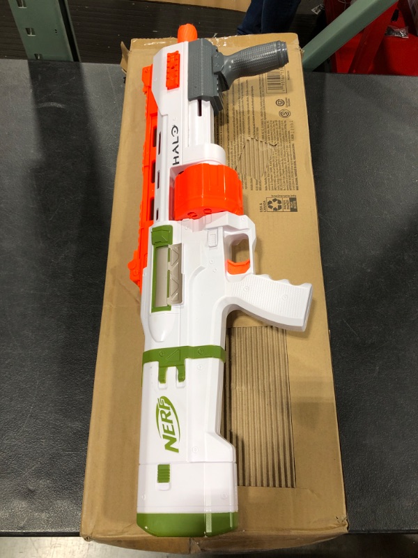 Photo 1 of NERF Halo Bulldog SG Dart Blaster -- Pump-Action, Rotating 10-Dart Drum, Tactical Rails, 10 Official Elite Darts, Skin Unlock Code
