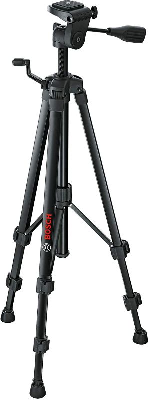 Photo 1 of Bosch BT150 Compact Tripod with Extendable Height for Use with Line Lasers, Point Lasers, and Laser Distance Tape Measuring Tools, Black
