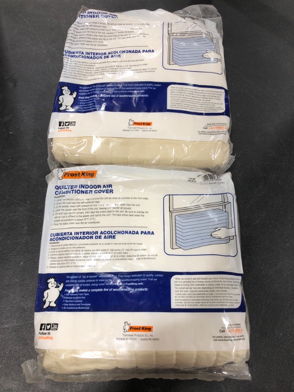 Photo 1 of Frost King, Large, fits units up to 20" x 28" AC11H Indoor Quilted 2-Piece Standard Air Conditioner Cover, 20in Wide x 28in Long, Beige
LOT OF 2.