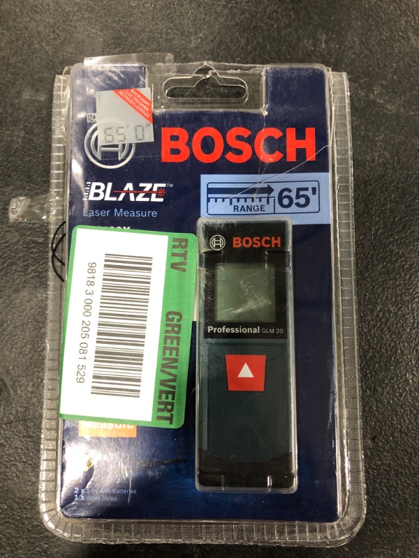 Photo 2 of BOSCH GLM20 Blaze 65ft Laser Distance Measure With Real Time Measuring
