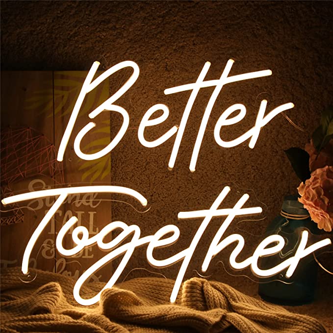 Photo 1 of  Better Together Sign for Wall Decor, with Dimmable Switch, Reusable Neon Light Sign for Engagement Party, Wedding Decoration, Warm White 23.5x10.5 & 17.5x8.5Inches (Power Adapter included)
