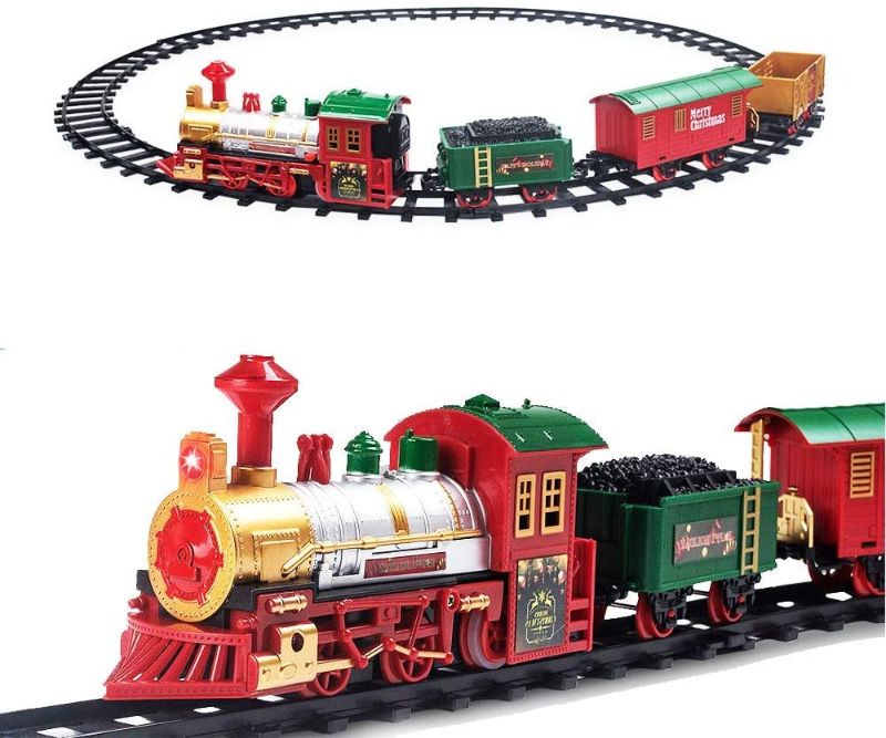 Photo 1 of Christmas Train, Christmas Train Sets for Under/Around The Tree, Christmas Tree Train with Lights and Sound + 15 Decoration Cards, Christmas Decoration Decor
