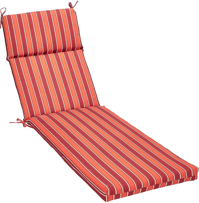 Photo 1 of Amazon Basics Outdoor Lounger Patio Cushion - Red Stripe set of 2