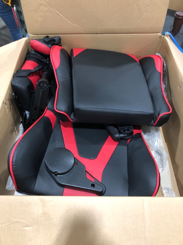 Photo 1 of Flash Furniture X30 Gaming Chair Racing Office Ergonomic Computer Chair with Fully Reclining Back and Slide-Out Footrest in Red LeatherSoft
