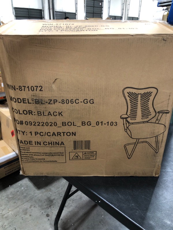 Photo 1 of Flash Furniture Designer Black Mesh Sled Base Side Reception Chair with Adjustable Arms
