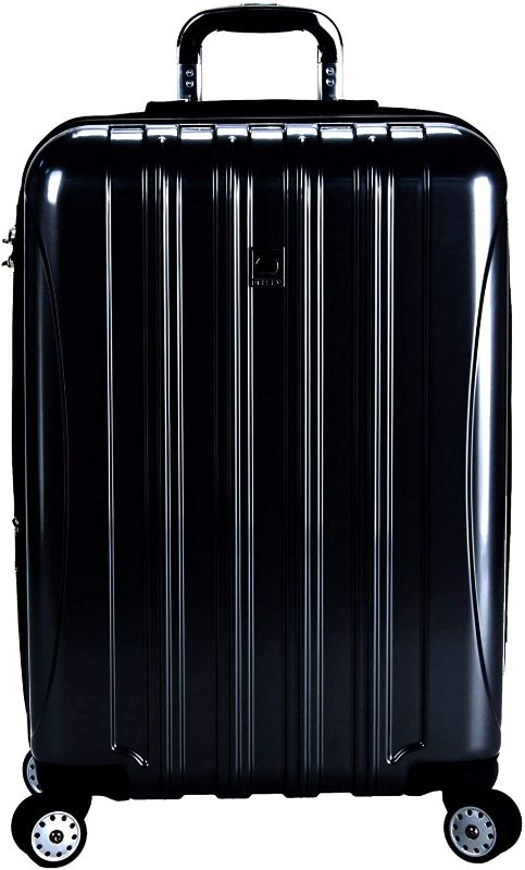 Photo 1 of DELSEY Paris Helium Aero Hardside Expandable Luggage with Spinner Wheels, Black, Checked-Medium 25 Inch
