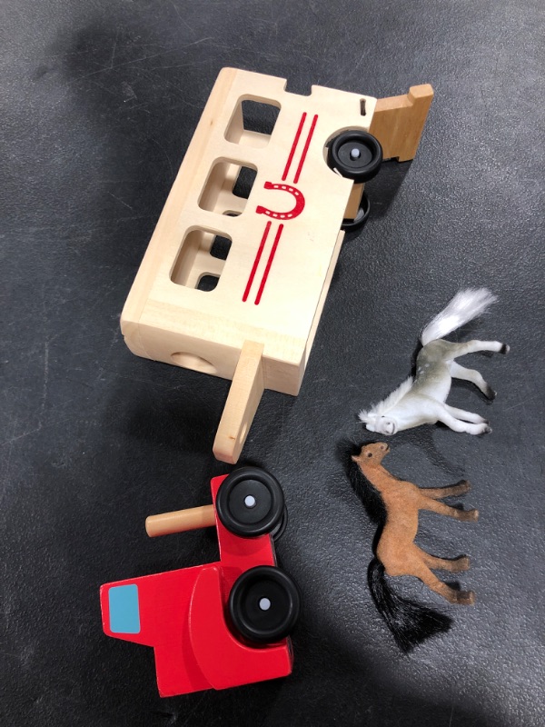 Photo 4 of Children's Wooden Toy Truck, Trailer and Horse Set.