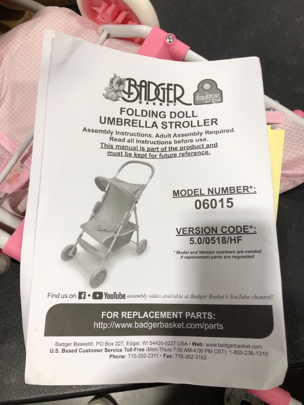 Photo 1 of Folding Doll Umbrella Stroller. Pink/White Colors.
