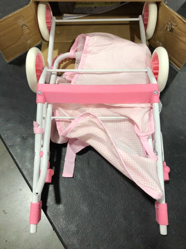 Photo 1 of Folding Doll Umbrella Stroller. Pink/White Colors.