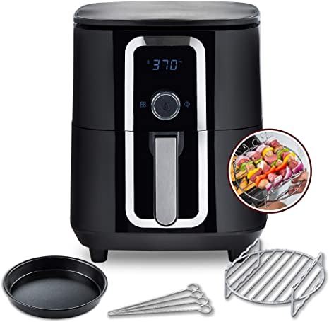 Photo 1 of Aria Teflon-Free 7 Qt. Premium Ceramic Air Fryer with Recipe Book, Black

