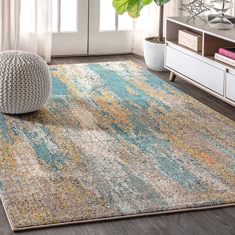 Photo 1 of Contemporary Pop Area Rug, Blue & Cream, 5 x 8 FT.