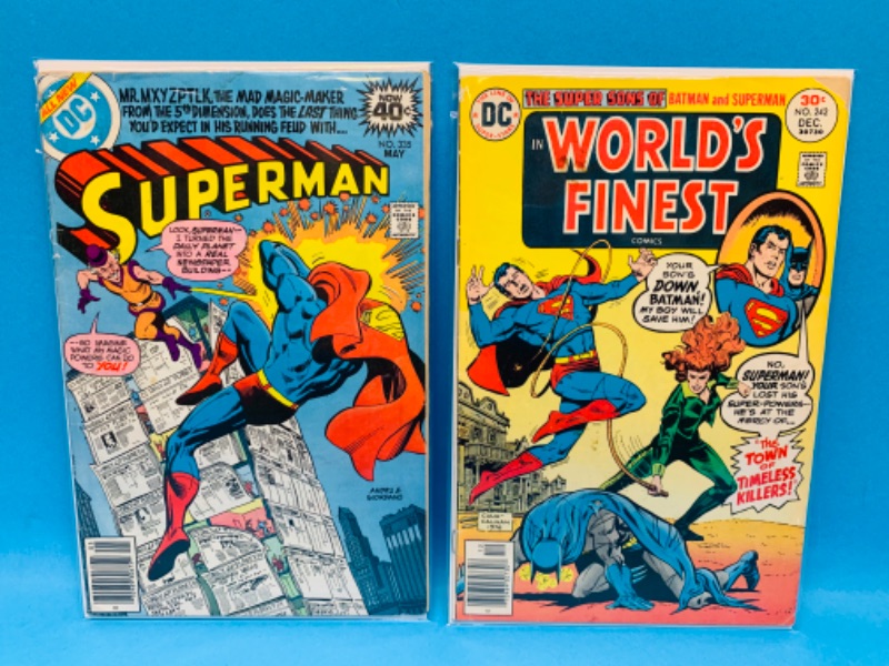 Photo 1 of 776131…vintage $.30 and $.40 Superman comics in plastic sleeves-damage/wear see photos 