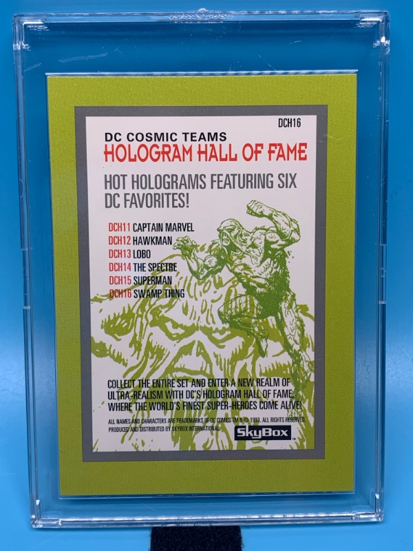 Photo 2 of 776136…swamp thing hologram hall of fame card DCH16 in hard plastic case 