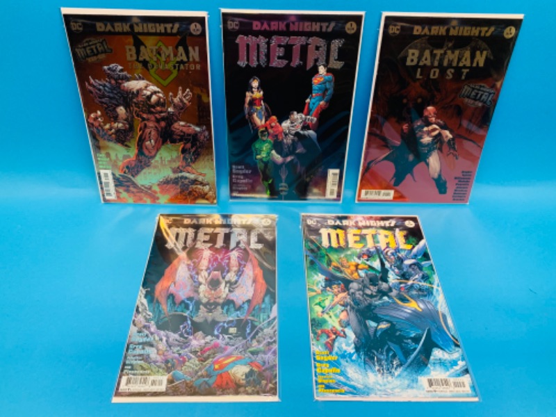 Photo 1 of 776170…5 dark knights metal foil cover comics in plastic sleeves 