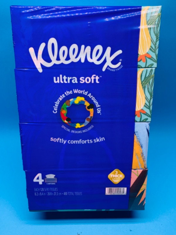 Photo 1 of 776863… 4 boxes of 3-ply Kleenex ultra soft tissues 120 per special designed box 