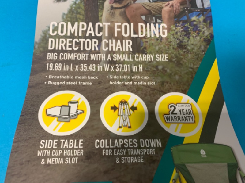 Photo 1 of 777152…  Sierra design compact folding director chair with side table and handle easy transport and storage 