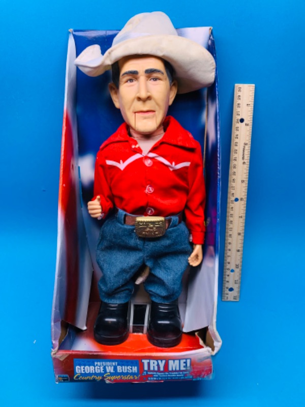 Photo 1 of 777234…box has some damage vintage George W. Bush country superstar animated figure needs batteries 