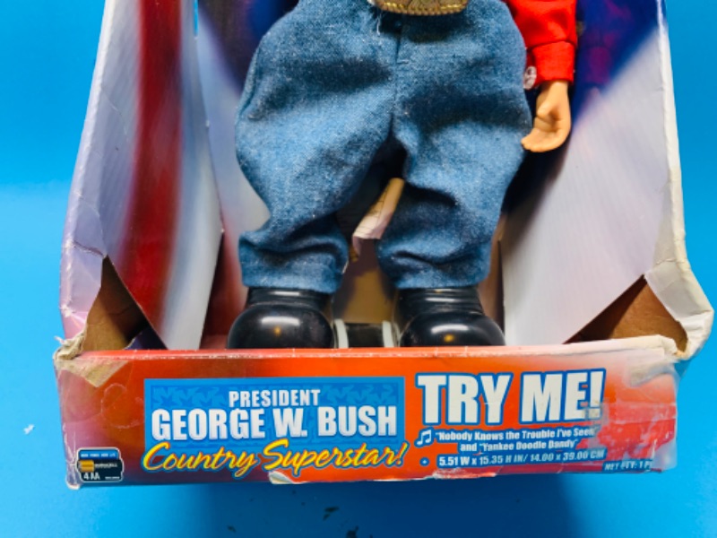 Photo 3 of 777234…box has some damage vintage George W. Bush country superstar animated figure needs batteries 