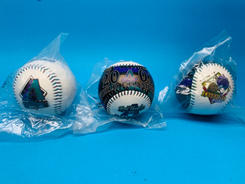 Photo 1 of 777241…3 sealed vintage diamondbacks McDonald’s baseball championship balls 