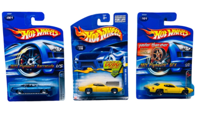 Photo 1 of 777436…3 hot wheels die cast Plymouth cars