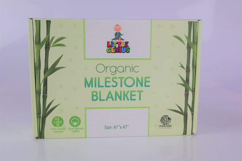 Photo 2 of ORGANIC MILESTONE BLANKET CAPTURES ALL 12 MONTHS GENDER NEUTRAL 47IN X 47IN 70 PERCENT ORGANIC BAMBOO 30 PERCENT NATURAL COTTON  HYPOALLERGENIC NEW $32.99