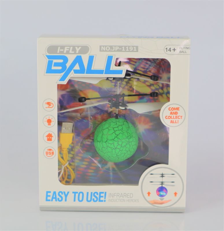 Photo 2 of FLYING LED BALL HOVERS UP TO 15 FEET SENSOR ON THE BOTTOM  OF TOY TO START USB CHARGING COLOR GREEN NEW $13.99