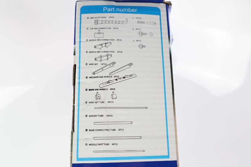Photo 1 of TOMMMLY 3 LAYER DRYING RACK 30.7x25.2x66.9 INCHES INCLUDES 2 ABS CLOTH HOOL 2 TOP ABS CONNECTORS 2 TOP MIDDLE ABS 4 MIDDLE ABS 12 WIRE ET 2 ABS BAWE AND WHEELS 4 BAWE AND WHEELS 18 WIRE NET TUBE 12 SUPPORT TUBES 2 BASE CONNECTING TUBE 6 MIDDLE TUBE AND 20