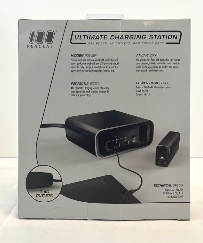 Photo 1 of 100 PERCENT ULTIMATE CHARGING STATION INCLUDES 3 USB PORTS TO CHARGE SMART DEVICES 2 AC POWER OUTLETS 1 REMOVABLE POWER BANK FOR ON THE GO CHARGING NEW IN BOX
$29.99
