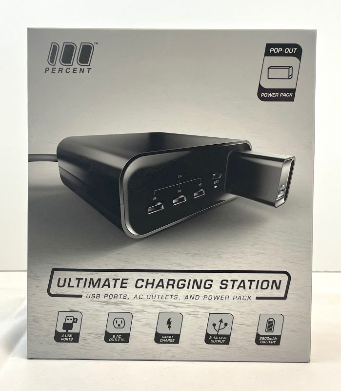 Photo 2 of 100 PERCENT ULTIMATE CHARGING STATION INCLUDES 3 USB PORTS TO CHARGE SMART DEVICES 2 AC POWER OUTLETS 1 REMOVABLE POWER BANK FOR ON THE GO CHARGING NEW IN BOX
$29.99
