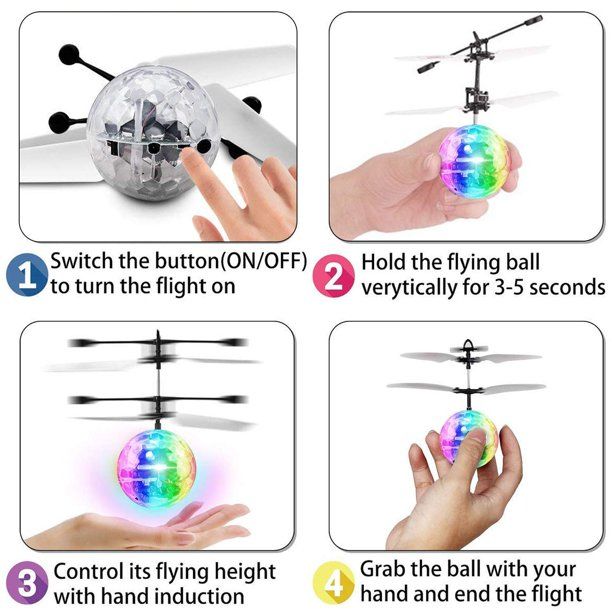 Photo 4 of IFLY BALL DRONE EQUIPPED WITH BRIGHT AND COLORFUL DISCO LIGHTS BALL SENSE WHEN AN OBJECT I UNDERNEATH IT AND WILL FLY AWAY WILL STOP ONCE IT HITS ANOTHER OBJECT WINGS ARE NON TOXIC ABS MATERIAL NEW $10.99