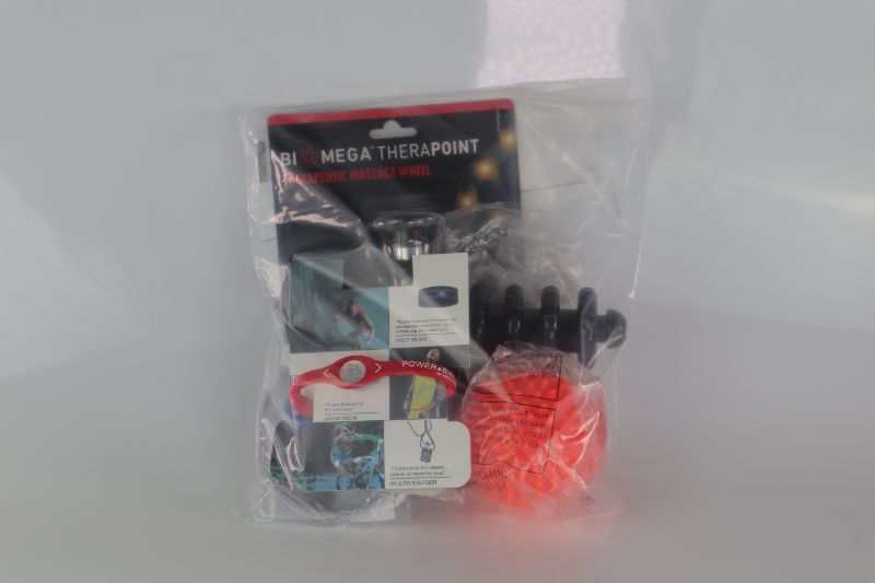 Photo 1 of RELAX BUNDLE REMOVES ALL TYPES OF PAIN OR SORE MUSCLES INCLUDES 2 CLICKHEATER POCKETS 5 MASSAGE THERAPEUTIC RINGS AND 3 DIFFERENT MUSCLE ROLL OUT DEVICES PLUS BONUS GIFT OF 2 PACK POWER BALANCE BRACELETS $59.99
