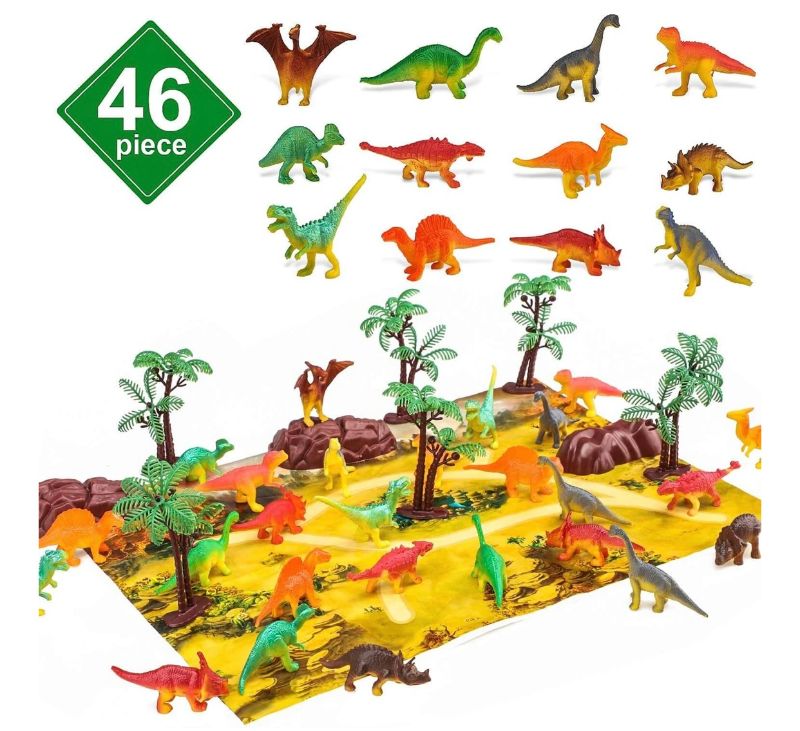 Photo 1 of  MINIATURE DINOSAUR BUNDLE SET COMES WITH 36 SMALL DINOSAUR TOYS A PLACEMAT AND 10 TOY PROPS STIMULATE HOURS OF IMAGINATION AND FUN  NEW IN BOX $37.99
