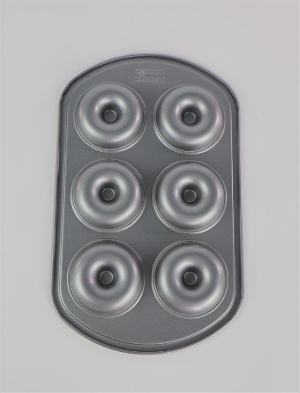 Photo 5 of CHICAGO METALLIC NON STICK DONUT PAN 6 CUPS EACH DONUT MEASURES 2 AND 3/4 INCHES ROUND COLOR GRAY NEW $12.99 